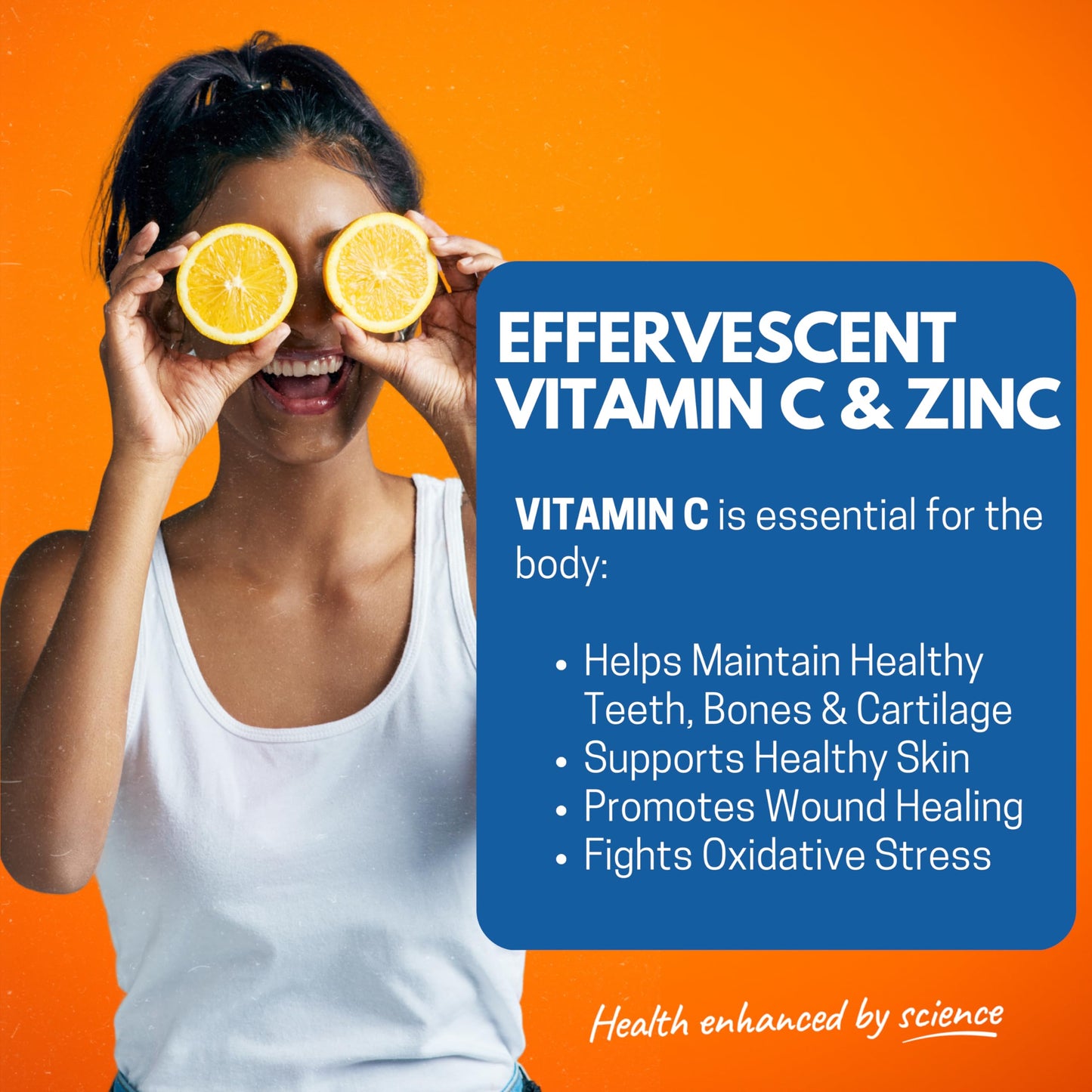 Effervescent Vitamin C 1000mg with Zinc 15mg, 20 Orange Flavoured Tablets, High Strength, Immune Support, Essential for Collagen Formation, Vegan, Made by Northumbria Health