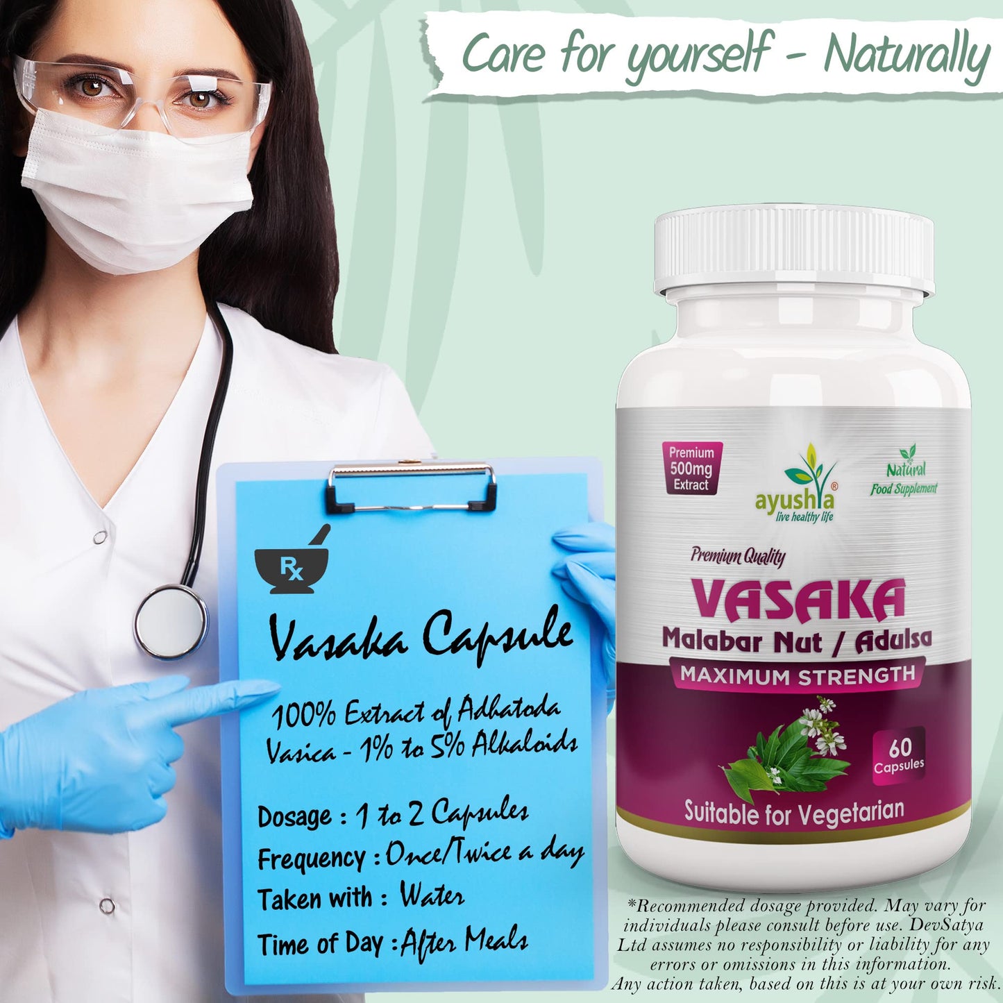 Ayushya Vasaka (Adulsa) Capsule, 60 Capsules, Natural