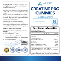 Aoruilia Creatine Gummies for Men & Women 5000mg 60 Chewable Creatine Monohydrate Gummies for Muscle Strength & Growth Sugar Free Pre-Workout Supplementm Vegans Gym (Blueberry Flavour)