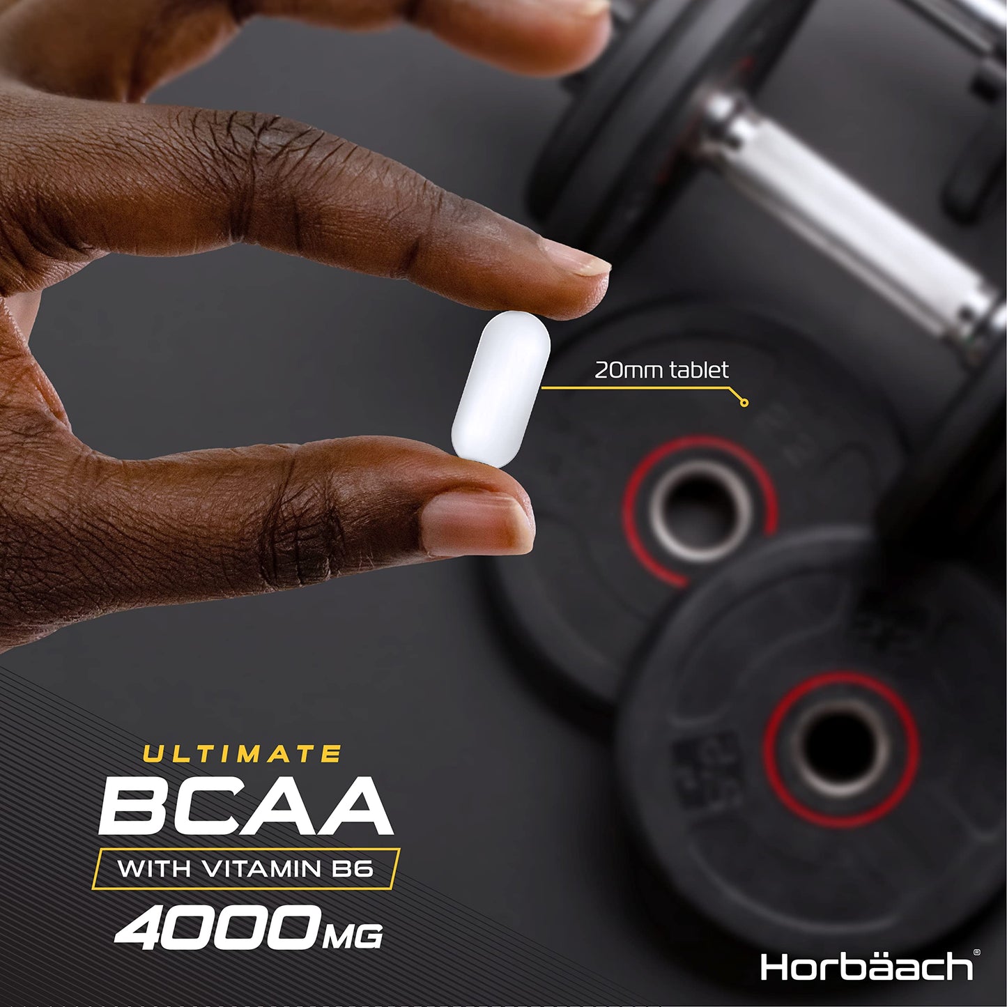 BCAA Tablet | 4000mg BCAAs per Serving | 365 Vegan Tablets | Essential Amino Acid Supplement with Vitamin B6 | by Horbaach