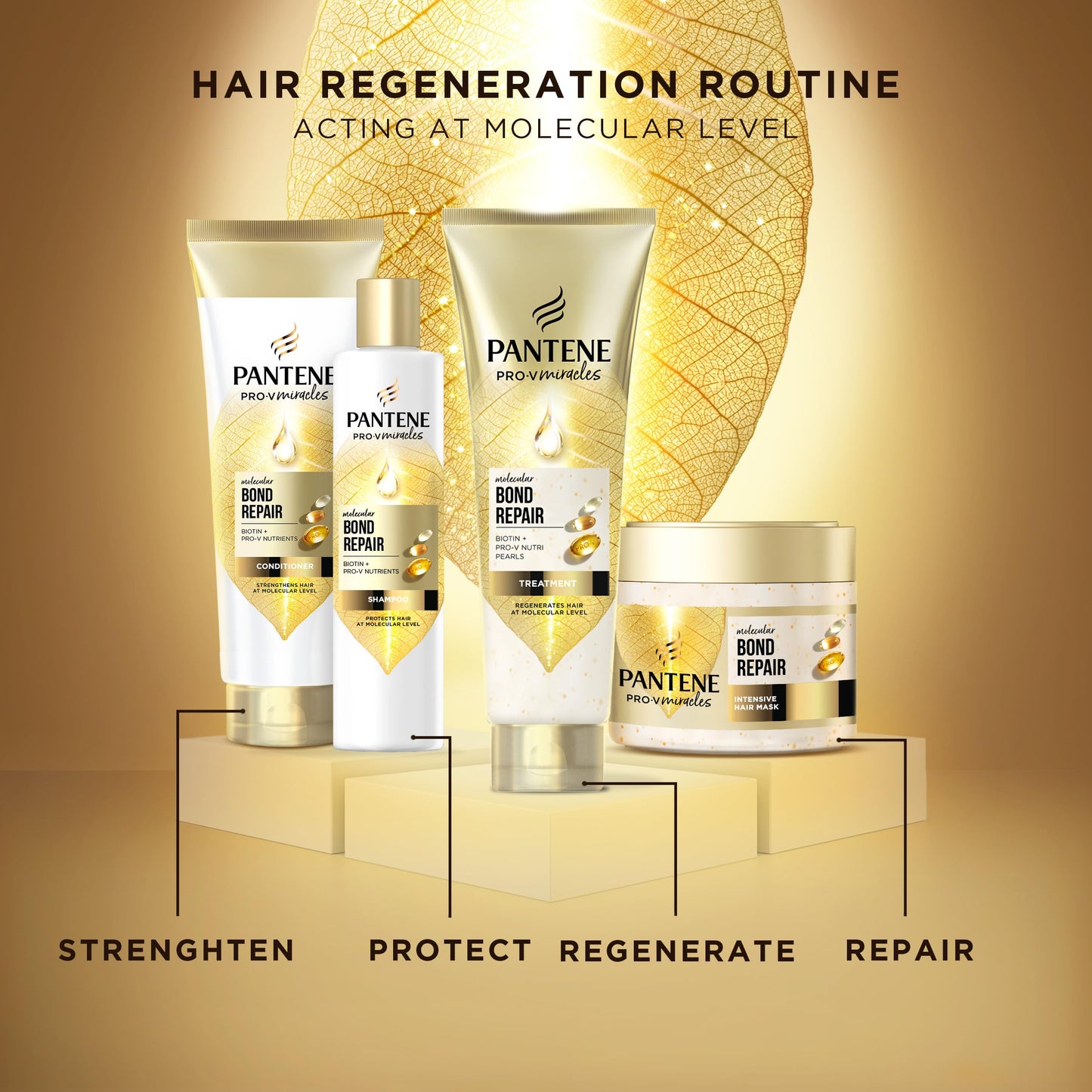 Pantene Molecular Bond Repair Intensive Hair Mask with Biotin 300ml. Pro-V Concentrated Formula for Extremely Dry Damaged Hair. Leaves Hair Visibly Healthier, Strengthened and Regenerated