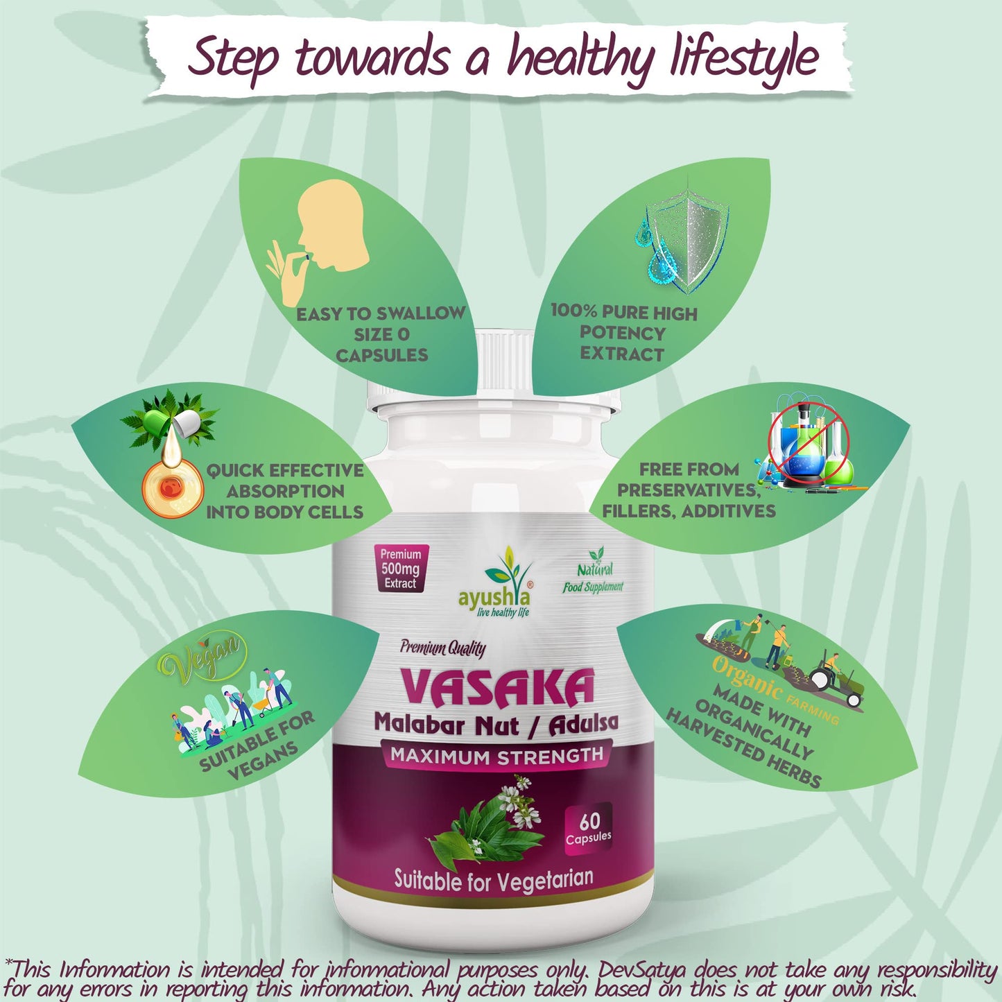 Ayushya Vasaka (Adulsa) Capsule, 60 Capsules, Natural