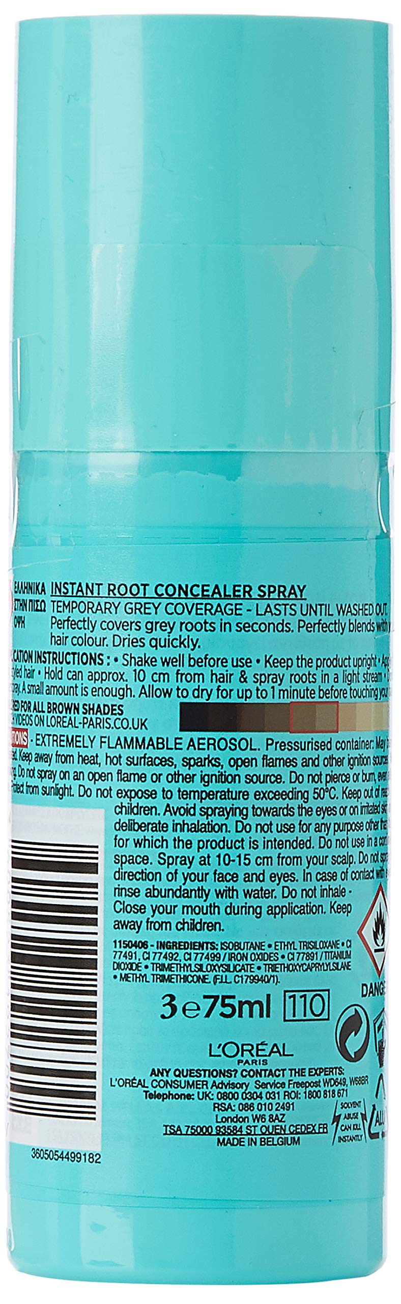 L'ORÉAL L'Oreal Paris Magic Retouch Instant Root Touch Up Hair Dye, 75 ml, Brown, Pack of 3