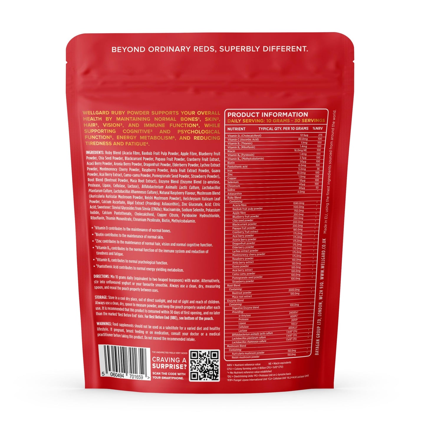 Wellgard Ruby Powder, Vitamins, Minerals, Fruits, Botanicals, Fibre, Live Cultures, 300g