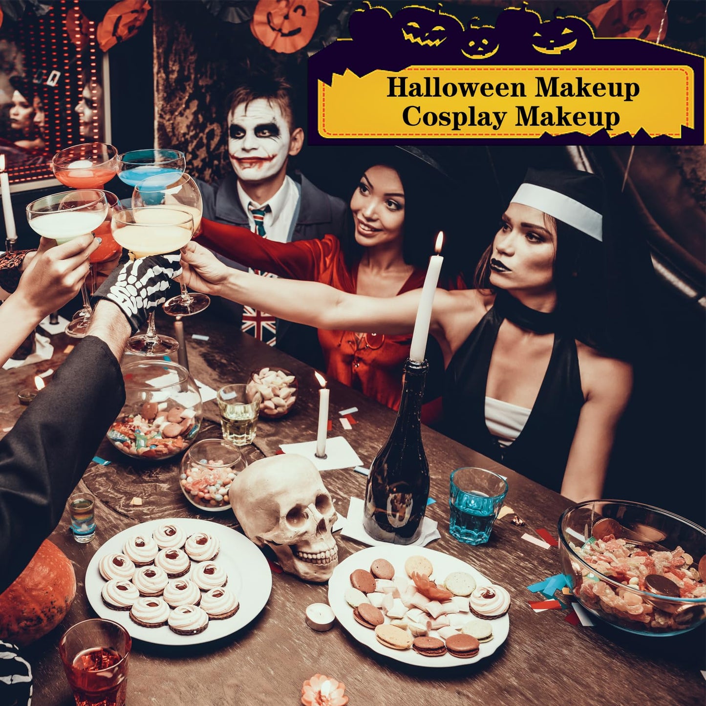 GEEWHILE Lipsticks for Women Long Lasting, Black Liquid Lipstick, Waterproof Matte Liquid Lipstick, Lightweight Moisturised Lip Gloss, Highly Pigmented Black Lipstick for Halloween Cosplay