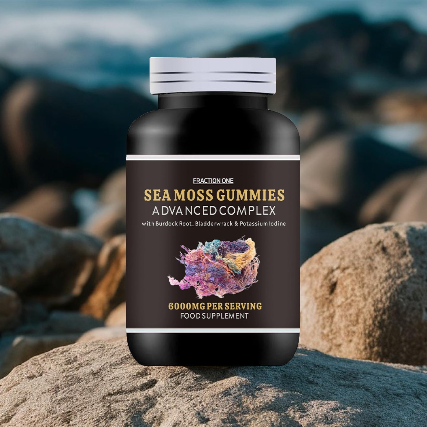 Fraction One Irish SEA Moss Gummies | 120 Gummies | HIGH Strength | 6000MG | Advanced Complex | Irish SEA Moss | Burdock Root | BLADDERWRACK | Potassium Iodine |Sugar Free | 60 Servings | 2 Months Supply | Vegan
