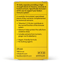 Vitl Immune Support Supplement - 30 Vegan Capsules - with Vitamin D, Vitamin C, B Vitamins, Zinc, Turmeric & Elderberry Extracts - 1 Month Supply