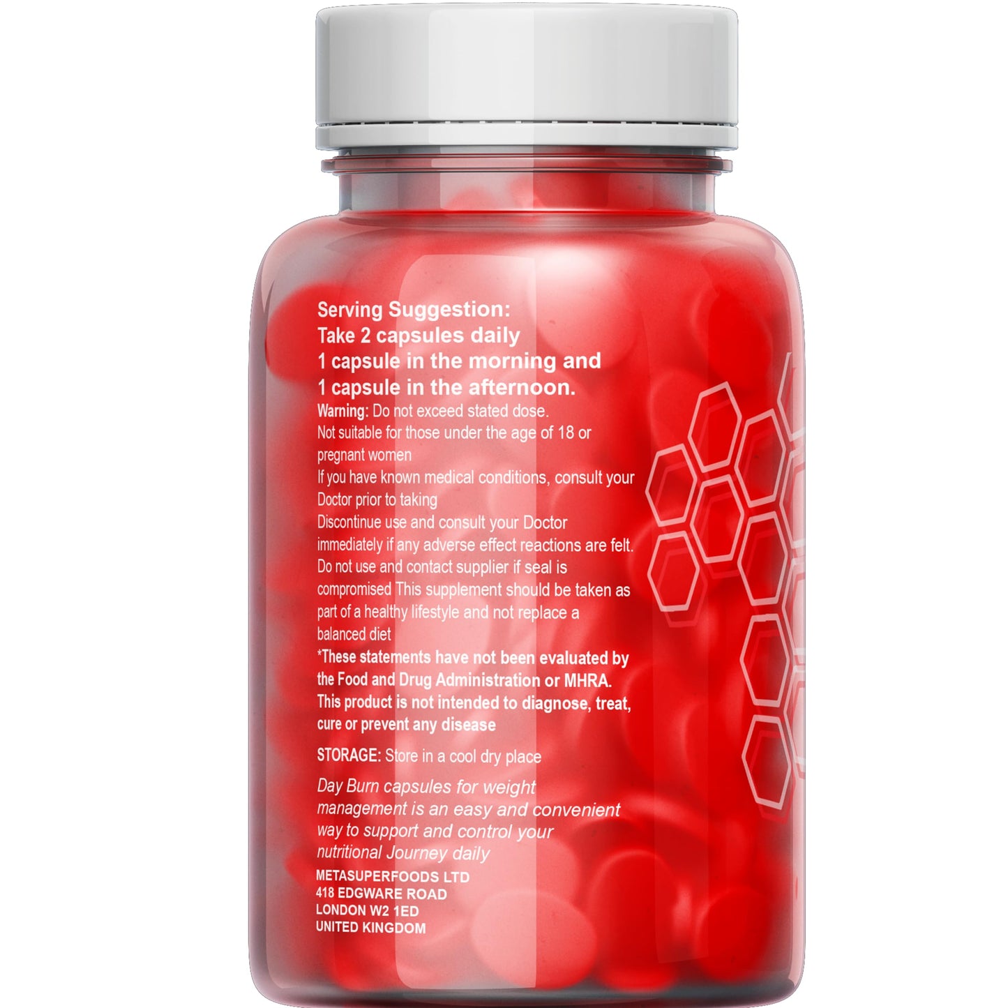 MetaSuperfoods Day Burn 120 Liposomal Capsules for Women and Men 60 Days Supply | Vegan | High Strength, Size Management | 50% More Capsules Than Other Brands