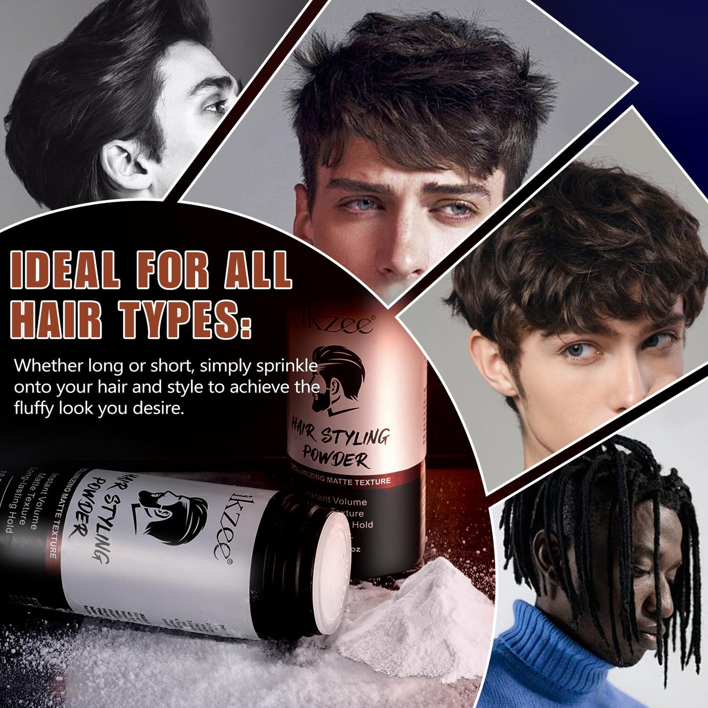 PLOBRT Hair Styling Powder for Men, 2 PCS Hair Texture Powder, Natural Look Mens Styling Powder- Matte Texture Long-lasting Hold- Easy to Apply, non-greasy