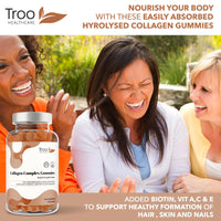 Troo Health Care Collagen Complex - 60 Natural Pineapple Flavour Chewable Gummies - One Per Day Hydrolysed Collagen with Biotin, Vitamin C and Selenium - Three Months Supply – Healthy Skin and Hair for Men and Women
