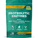 Proteolytic Enzymes Complex with Trace Minerals | 90 Vegan Capsules | Digestive Enzyme Supplement with Papain, Bromelain, Ginger, Selenium, Zinc & More! | by Horbaach