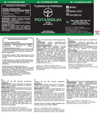 TUDIMO Potassium Supplements | Potassium Gluconate Capsules - 99mg per Capsule - 100 Capsules, Each with 99 mg of Premium Quality Potasium Gluconate Powder