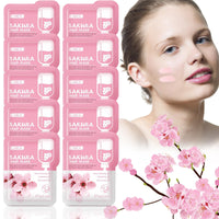 Xumann 10PCS Sakura Skincare Set, Deep Cleanse Pink Face Mask Skincare, Brightening and Moisturizing Pink Clay Mask (5g*10)