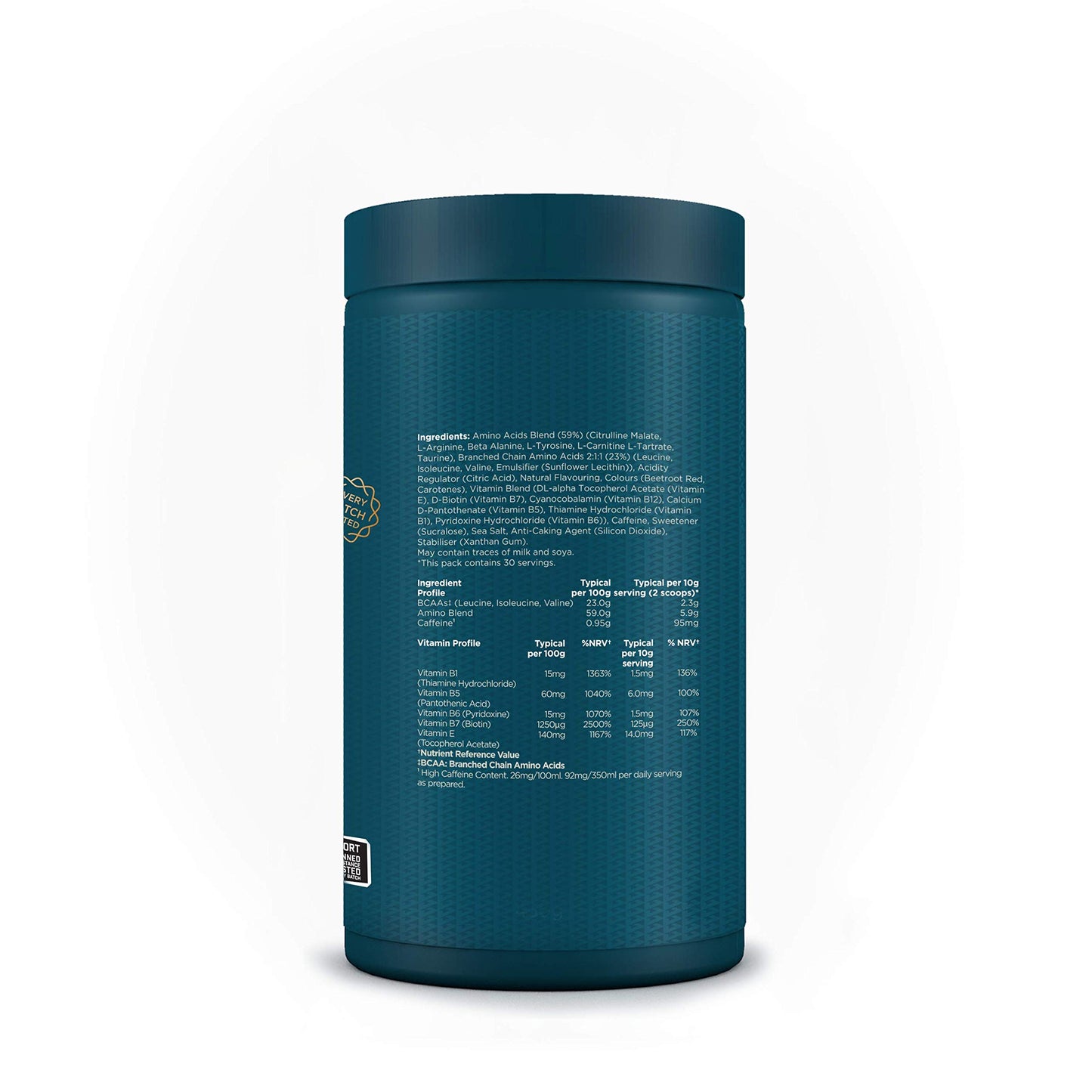 Kinetica PreFuel, Pre Workout, 5.7g Amino Acids & 2.2g BCAA's per Serving, 30 Servings, Citrus, 300g