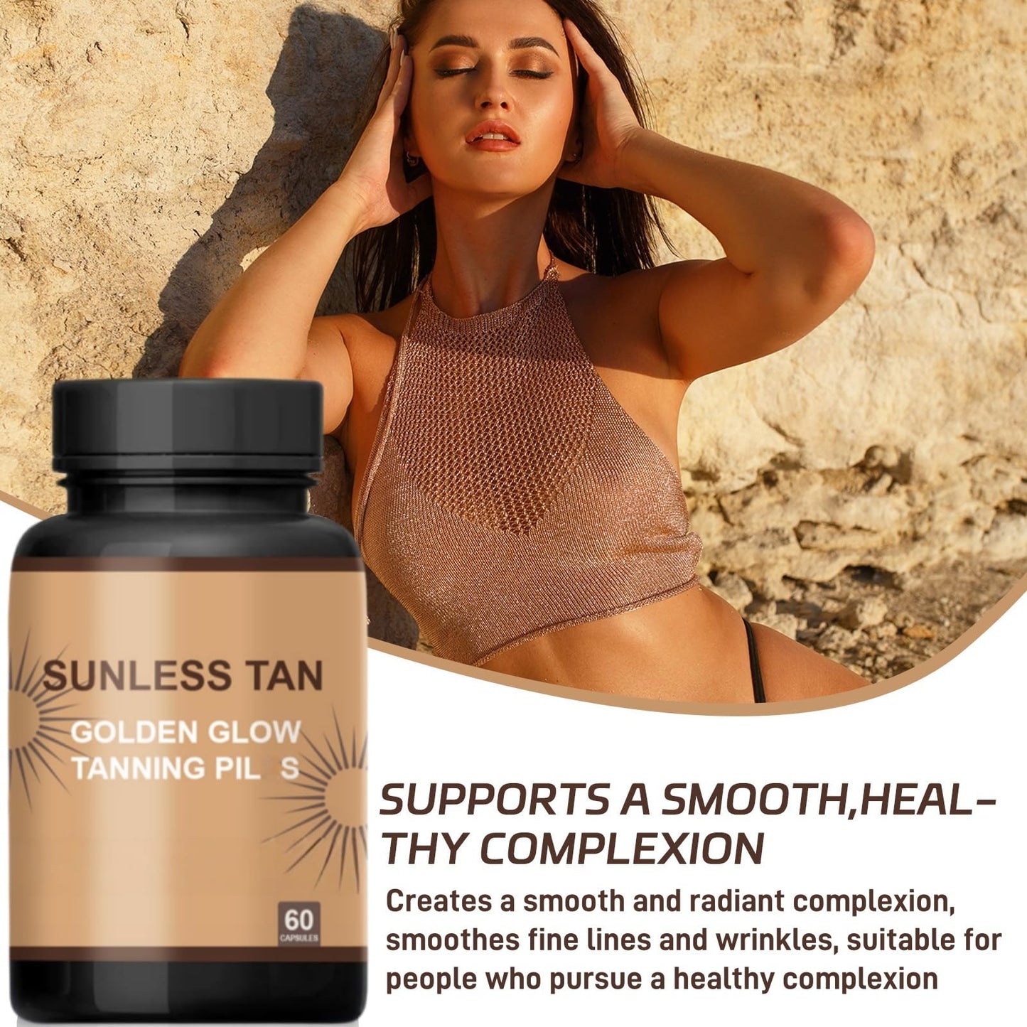 Fankayi Sunless Tanning Pi/Lls,Safe & Long-Lasting Enhances Natural Tan,Promotes Natural Skin Tone,Nourishing and Moisturizing,Tans Without Sun for a Na/tural Glow,for Face & Body,Gradual Tan Moisturiser