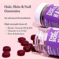 Free Soul Biotin Hair Supplement – Hair, Skin, & Nails Gummies – Delicious Chewable Hair Skin and Nails Vitamins – Biotin Enhanced with Vitamins B6, B12, Zinc, Selenium, E, A, C & D – 60 Gummies