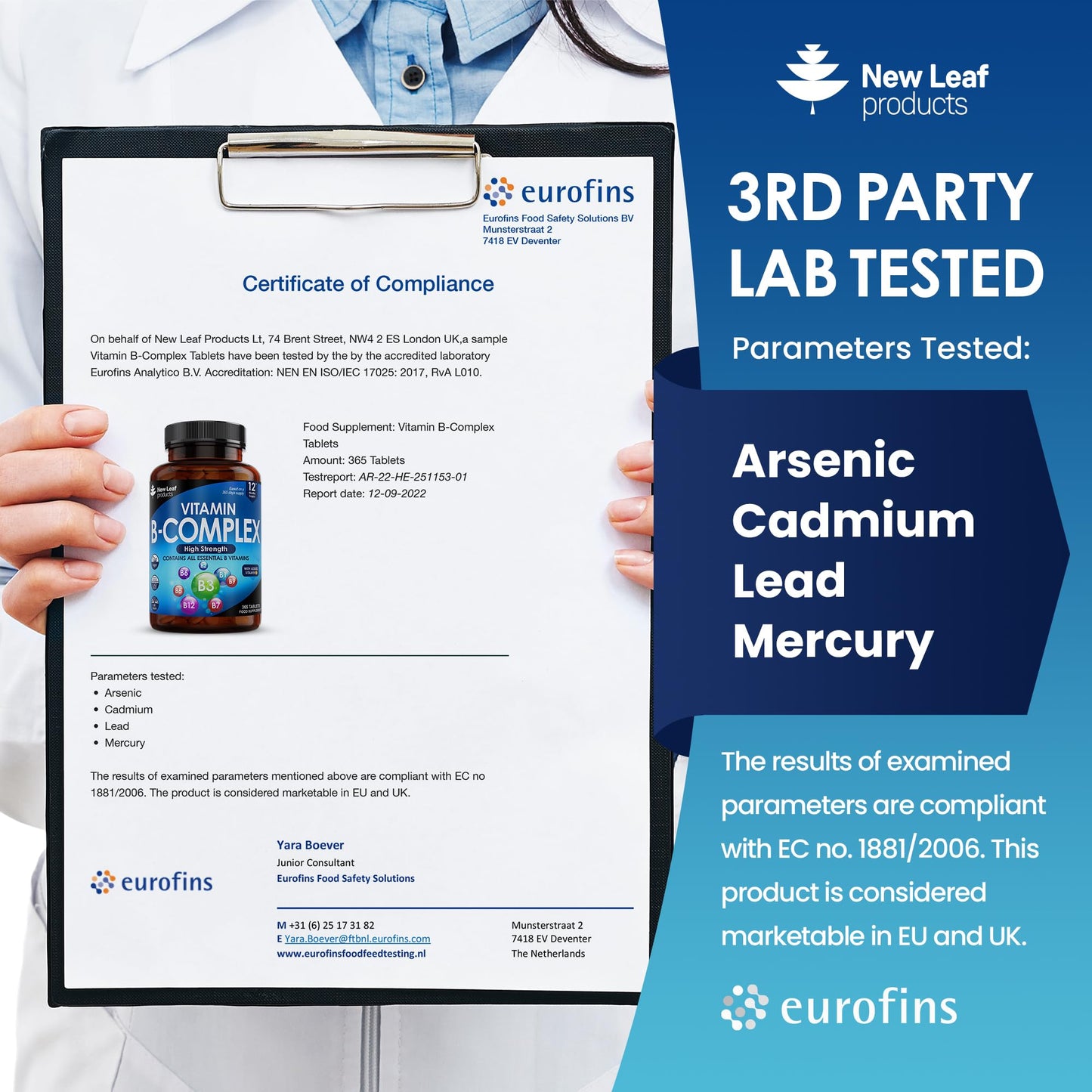 Vitamin B Complex - 365 Small Tablets (One Year Supply) High Strength All 8 B Vitamins B1-B2-B3-B5-B6-B12, Biotin, Folic Acid and Vitamin C - Reduction of Tiredness, Energy & Immune Support - UK Made