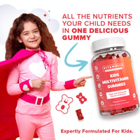 Vitammies Kids Vitamins | Kids Multivitamin Gummies | 3 Month Supply | 16 Essential Nutrients | Vitamin C, A, D3, B2, B6, B12, E, K, Biotin, Iodine, Zinc & More | Non-GMO, Vegetarian, Chewable, 90 Count, GMP