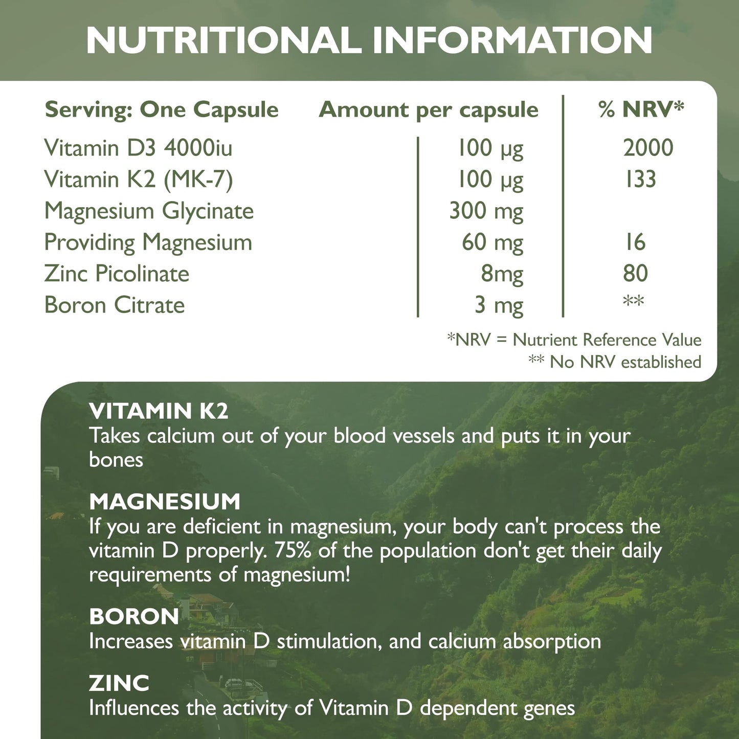 Barefoot Nutrition - Vitamin D3 Complete 4000 IU, With Vitamin K2 MK-7, Magnesium, Boron & Zinc Supplement, High Strength Formula for Bone and Normal Health Function, 60 Capsules