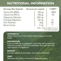 Barefoot Nutrition - Vitamin D3 Complete 4000 IU, With Vitamin K2 MK-7, Magnesium, Boron & Zinc Supplement, High Strength Formula for Bone and Normal Health Function, 60 Capsules