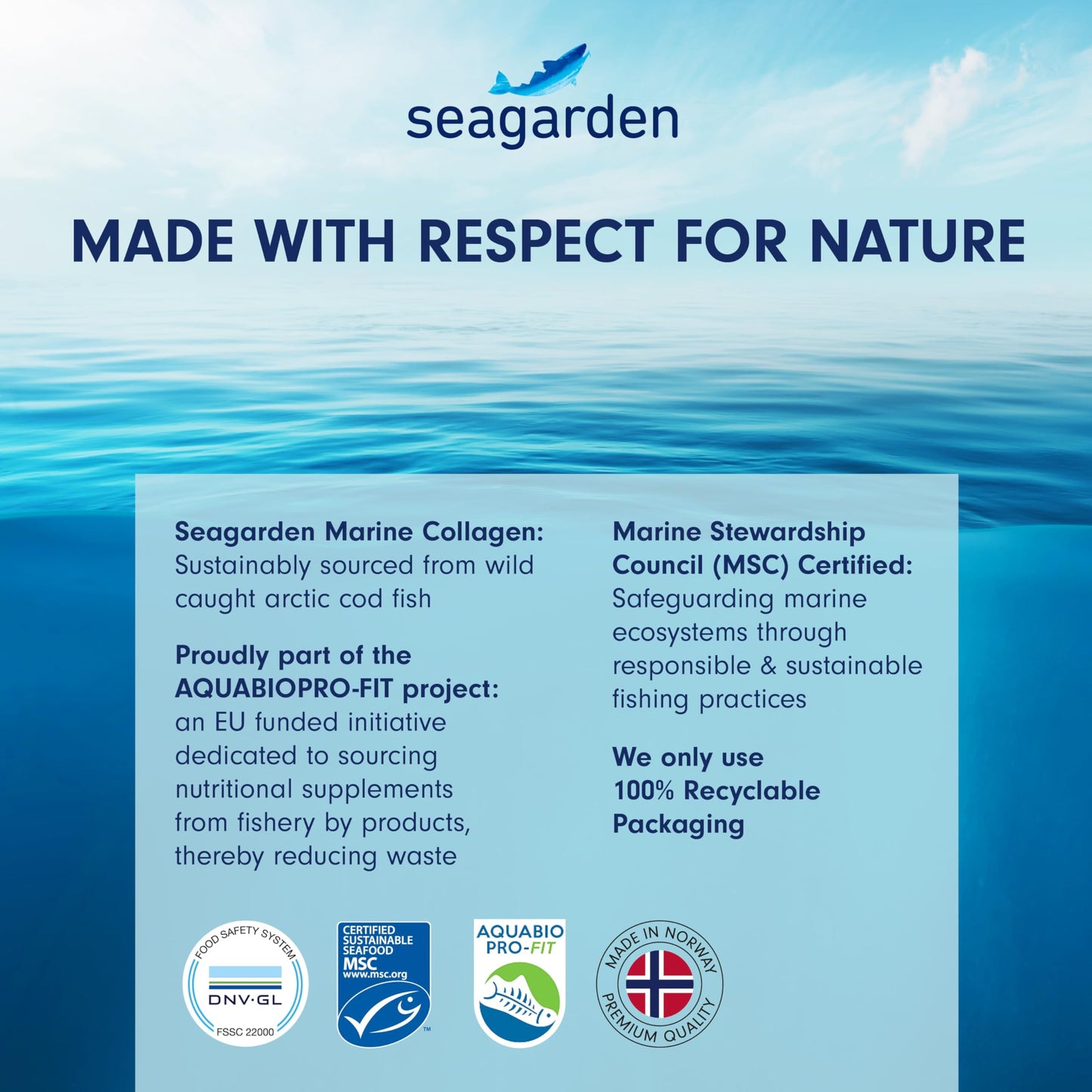 Seagarden Marine Collagen Powder + Vitamin C | Collagen Peptides Powder (Type I & III) | Wild-Caught Arctic Cod | Collagen Supplements| Skin, Hair, Nails, I Strawberry Taste I 150g