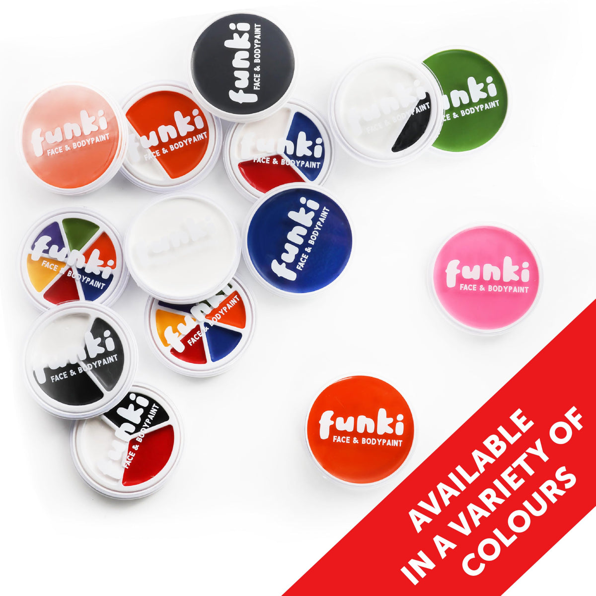 Funki Face & Body Paint Red, White & Blue Oil-Based Facepaint - Pot of Red, White and Blue Face & Body Paint - Perfect for Celebrations - Pack of 1 VE DAY COMMONWEALTH