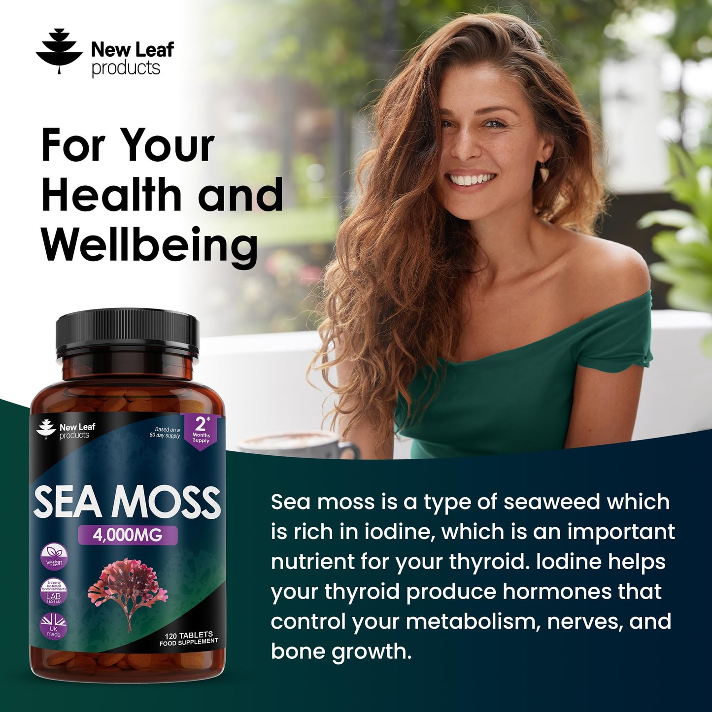 Sea Moss Tablets Extract High Strength 4000mg - Sea Moss Supplement 120 Tablets (not sea moss capsule) High Potency - UK Made - Vegan - Non GMO