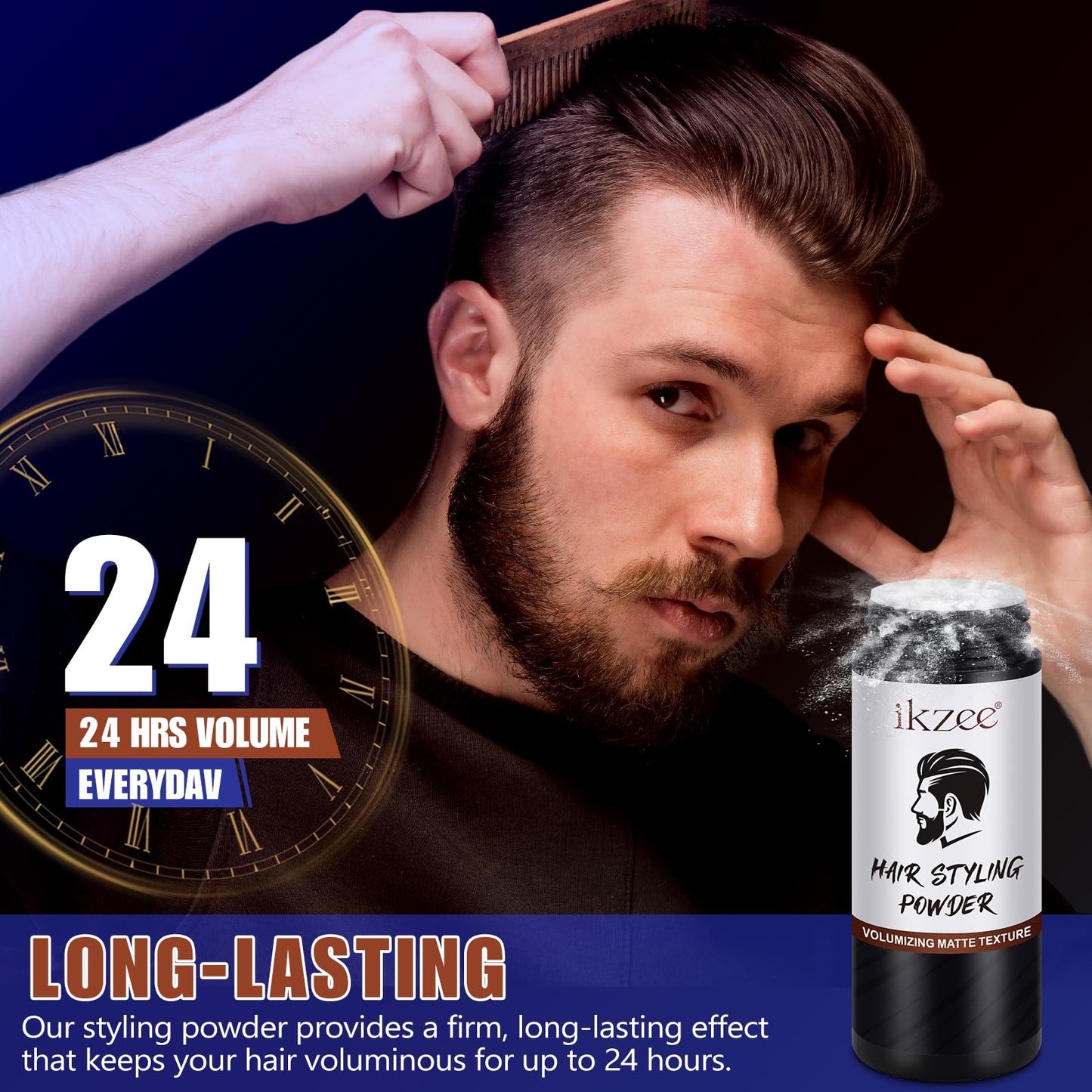PLOBRT Hair Styling Powder for Men, 2 PCS Hair Texture Powder, Natural Look Mens Styling Powder- Matte Texture Long-lasting Hold- Easy to Apply, non-greasy