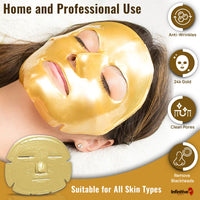 Glamza Infinitive Beauty Collagen Face Masks – Gold Face Mask Hydrates, Rejuvenates & Moisturises Skin (x2)