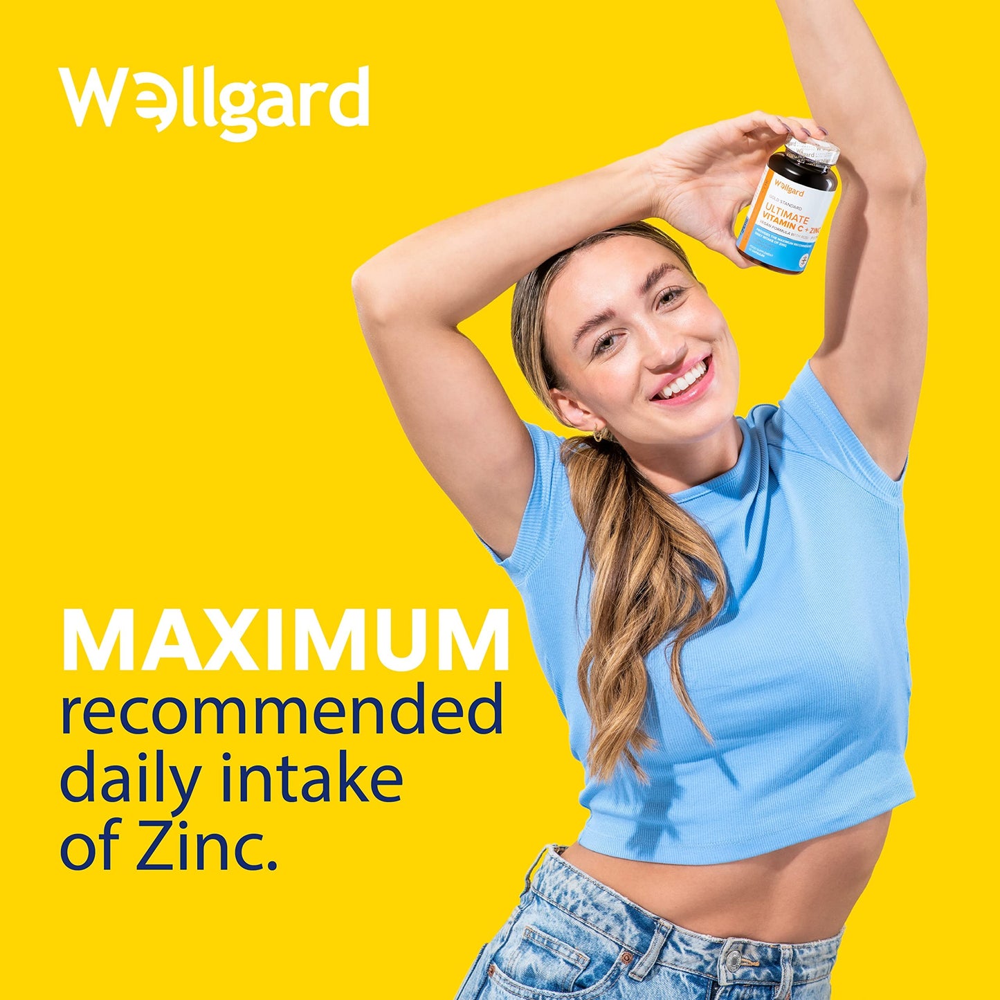 Wellgard Vegan Vitamin C and Zinc - Maximum Recommended Daily Intake of Zinc, Made in UK