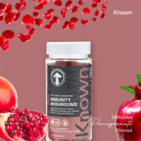 Immunity Support Mushroom Gummies with Reishi, Shiitake & Maitake by Known | Delicious Natural Pomegranate Flavour | 60 Two-a-Day Gummies (One Month’s Supply)