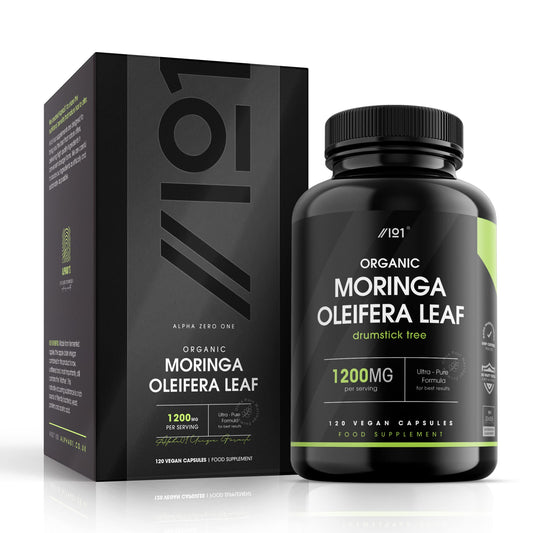 ALPHA01 Organic Moringa 1200mg - 120 Capsules - Raw Moringa Oleifera Leaf - Rich in Vitamins, Antioxidants & Amino Acid (2 Months Supply) by Alpha01