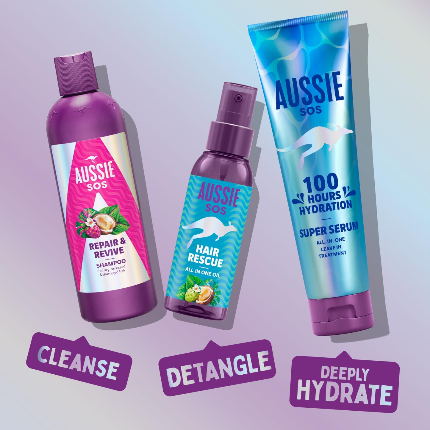 Aussie SOS Hair Rescue All In One Hair Oil 100ml to Detangle and Smoothen Hair While Helping Prevent Split Ends and Keeping Hair Hydrated For 100 Hours. Vegan Formula (Package may vary)