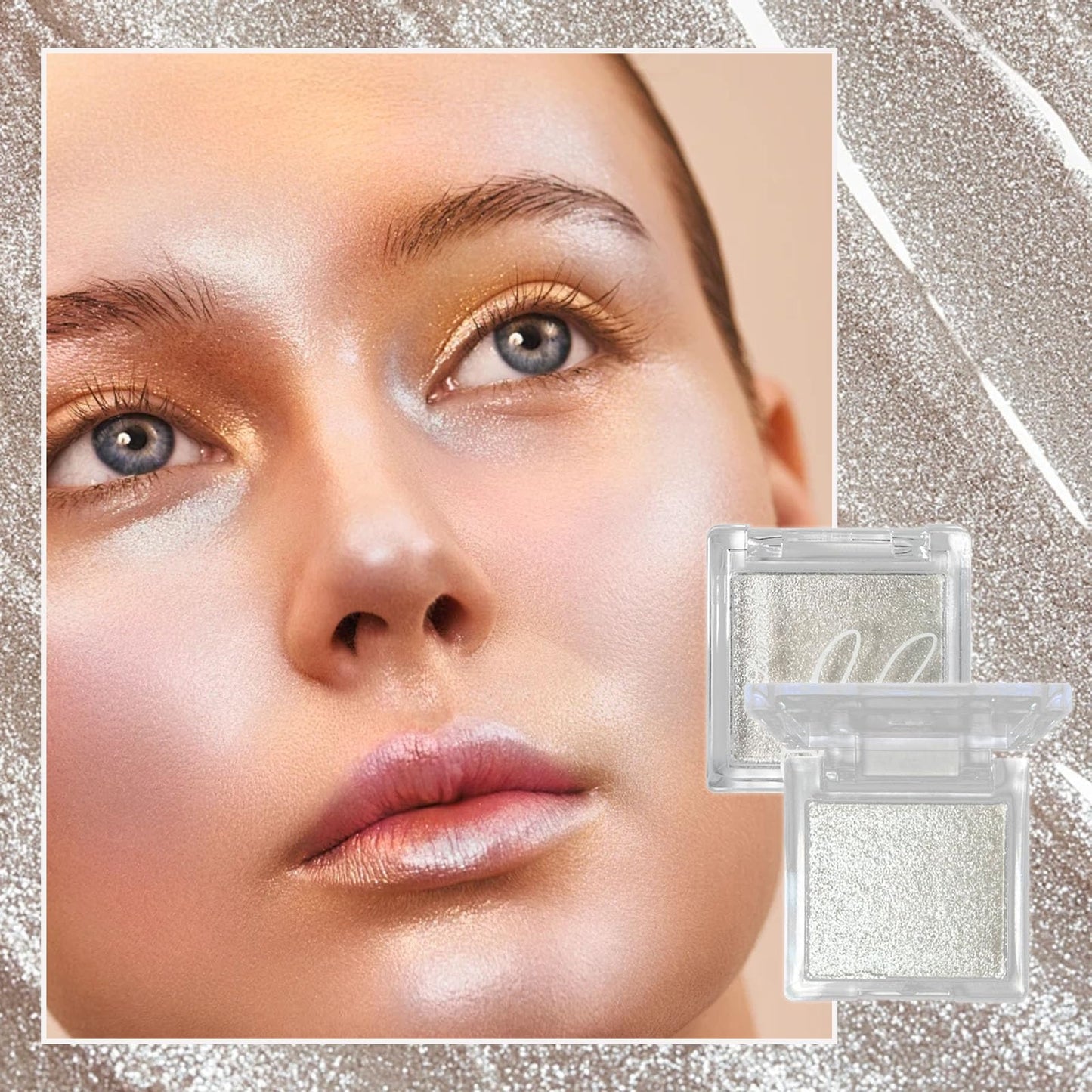 LYNTYAOU Highlighter Powder, Diamond Shine Highlighter, Glitter Face Highlighter Palette, Sparkly Waterproof Long Lasting Lightweight Colors for Highlighting and Contouring Makeup Palette