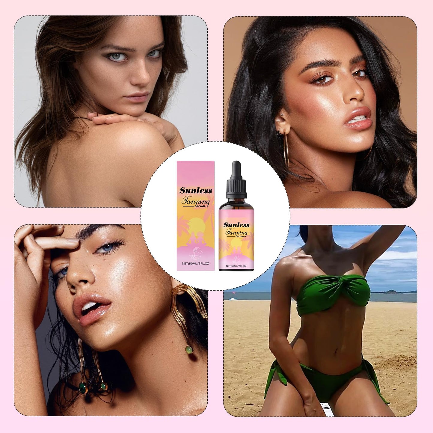Guegine Tanning Drops,60ml Sunless Tanning Drops,Natural Ingredients,Moisturizing,Can Show Young Bronze Skin Without Sun Exposure,Suitable for Face & Body,for Women & Men