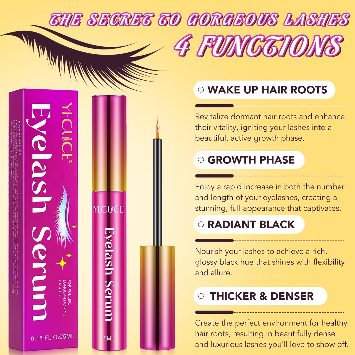 Generic Organic Castor Oil Lash Serum, Fuller & Longer Looking Eyelashes, Nourishing & Conditioning Formula, Eyelash Serum To Grow Lashes, Lash Boost Serum, Lash Enhancing Serum, 5ml