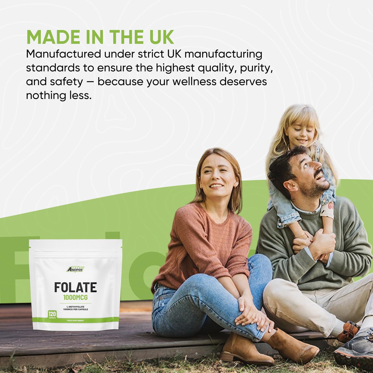 Freak Athletics Folate 1000mcg (L-Methylfolate) 120 Capsules, 5-MTHF Active Form of Folic Acid/Vitamin B9, UK Made