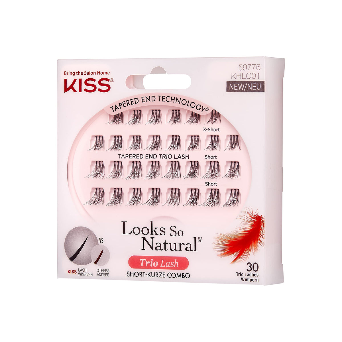 KISS Haute Couture Collection 30 Trio Lashes in Various Lengths, Short Combo, Natural Premium Fake Eyelashes includes Lash Glue