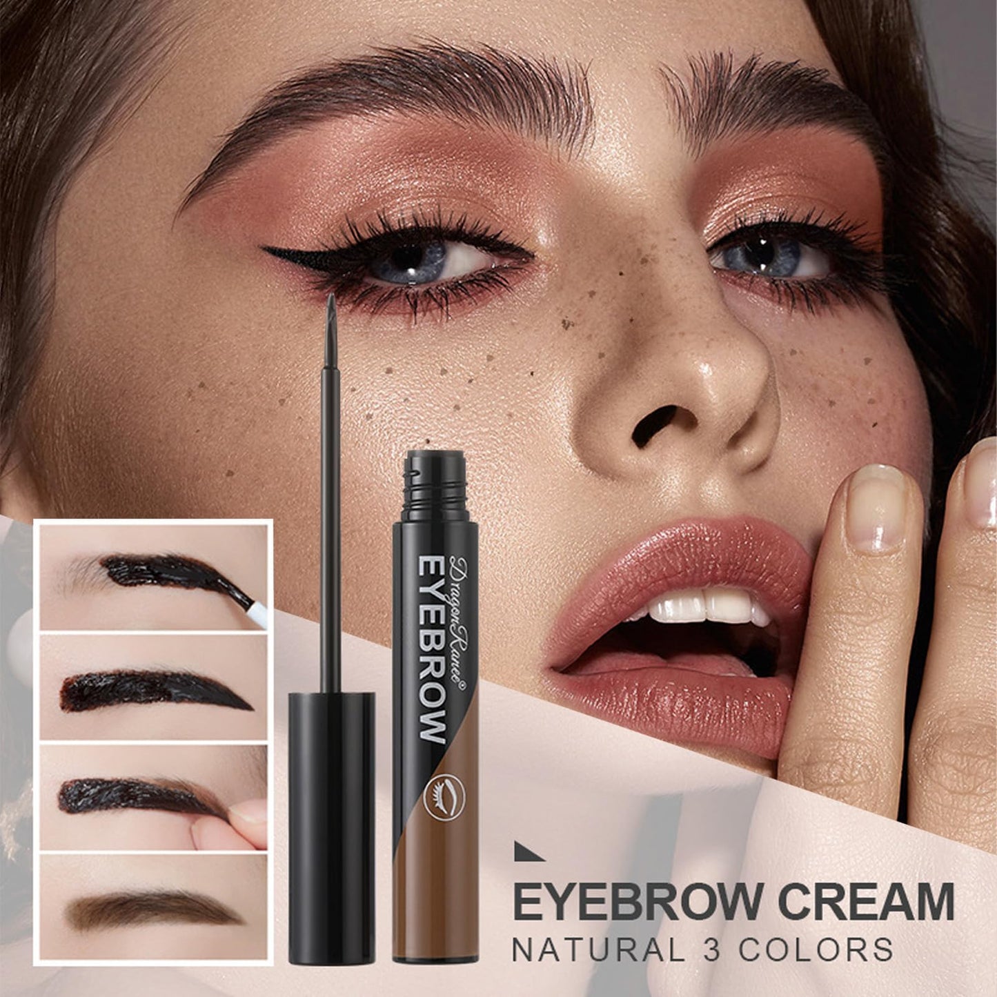 HAORQEE Eyebrow Tint Tattoo Brow Peel off, Brow Tint Dark Brown Eyebrow Gel Semi-Permanent Colour Eyebrow Tattoo Brow Dye, Waterproof Long-Lasting Natural Eye Brow Makeup for Women (Dark Brown)