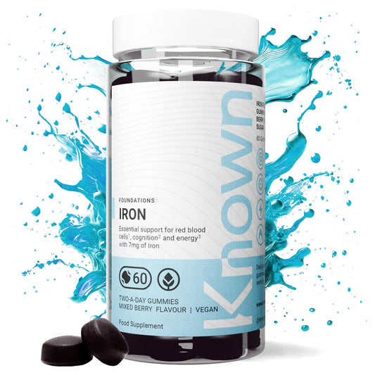 Iron Vegan Gummies by Known Nutrition | 60 Two-a-Day Gummies (One Month’s Supply) | Healthy Cognitive Function, Boost Metabolism Energy Levels | Chewable Mixed Berry-Flavoured Gummies (2 Bottle)