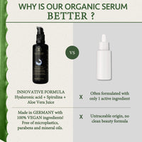 SatinNaturel Hyaluronic Acid Serum for Face 50ml, Face Serum Skincare for a Rejuvenated Skin - Collagen Serum for Face with Organic Aloe Vera for Sensitive Skin - Vegan Skin Care by Satin Naturel