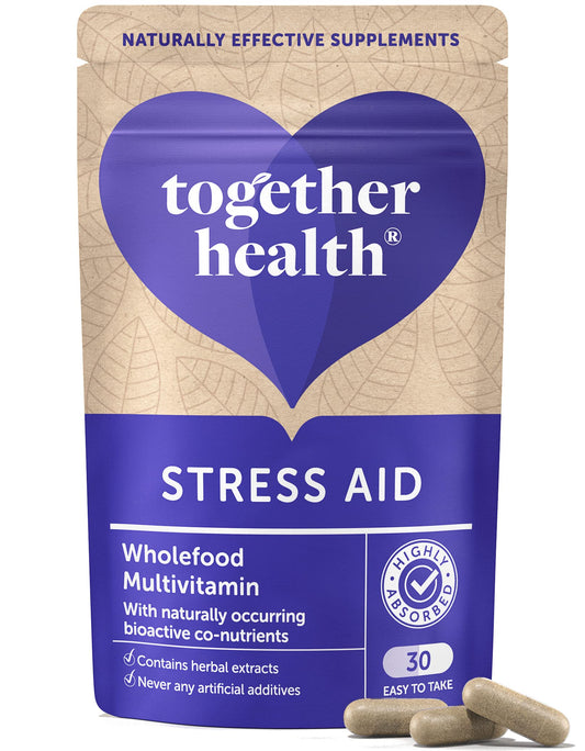 Stress Aid Complex – Together Health – 5 Essential B Vitamins – Schisandra, Ashwagandha & Rhodiola – Ocean-Sourced Magnesium – Vegan Friendly – Made in The UK - 150 Vegecaps