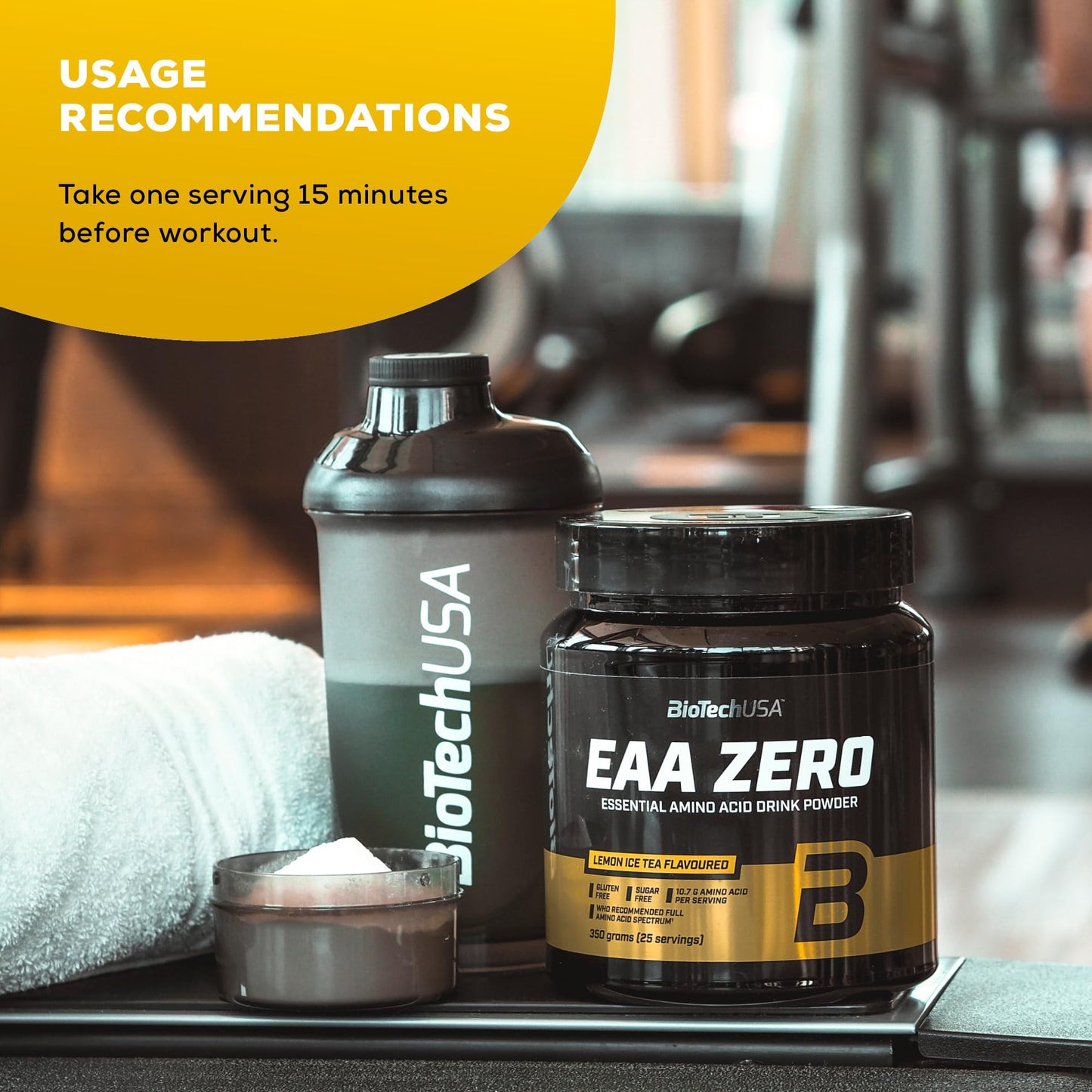 BioTechUSA EAA Zero - Essential Amino Acid Power | 7160mg EAA/serv. | WHO Recommended Ratio | Sugar-Free, Gluten-Free, 350 g, Peach Ice Tea