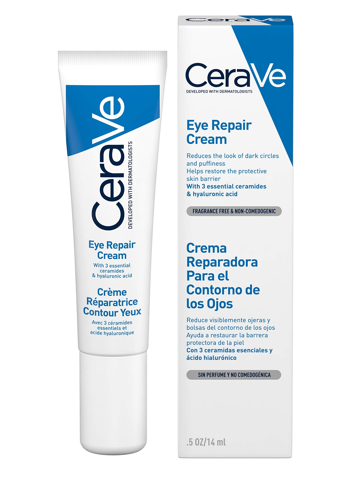 CeraVe Eye Repair Cream for Dark Circles & Puffiness 14ml with Hyaluronic Acid and 3 Essential Ceramides