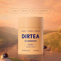 DIRTEA 60 Chaga Mushroom Gummies | 3,000mg / Serving | Vegan, Natural & Sugar Free | Vitamin C & Zinc | Immunity & Energy Supplement | 60 Gummies (30 Servings) - Lemon Flavour