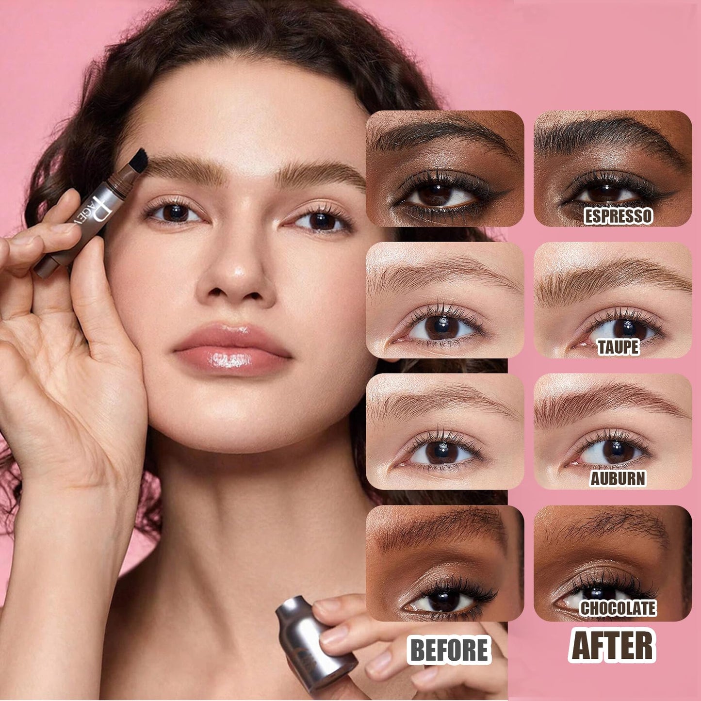 Ledeak Liquid Eyebrow Pen, Long Lasting Waterproof Eyebrow Pencil, Natural Shaping Brow Pen with Eyebrow Brush, Smudge Proof Eyebrow Makeup Dye Kit for Naturally Defined Eyebrows (Taupe)