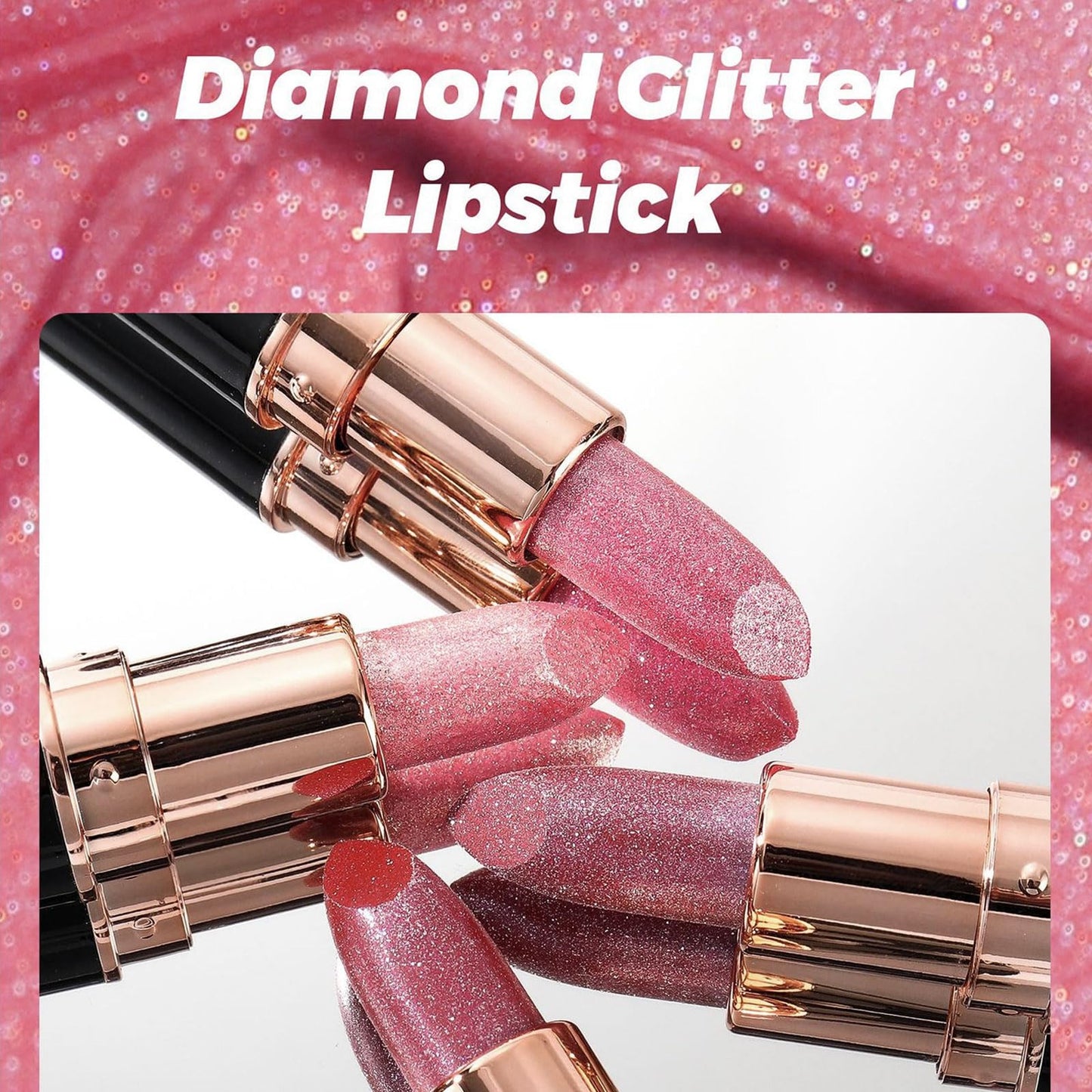 LYNTYAOU Pearl Pink Lipstick, Shimmering Silver Red Color Lip Balm, Silky Rose Nude colour Lips Stick, Glitter High Pigment Smooth Full Coverage Lipsticks, Pearlescent Longlasting Lipgloss for Women