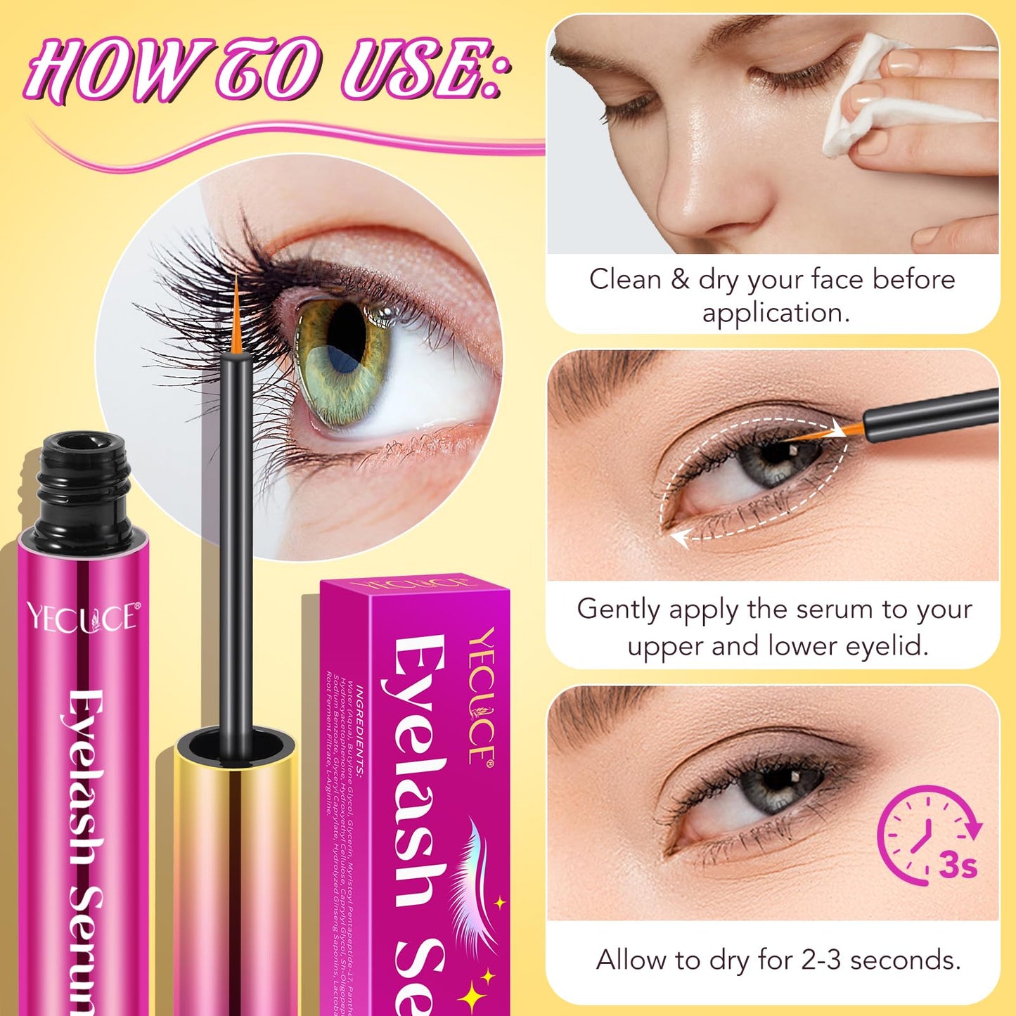 Generic Organic Castor Oil Lash Serum, Fuller & Longer Looking Eyelashes, Nourishing & Conditioning Formula, Eyelash Serum To Grow Lashes, Lash Boost Serum, Lash Enhancing Serum, 5ml