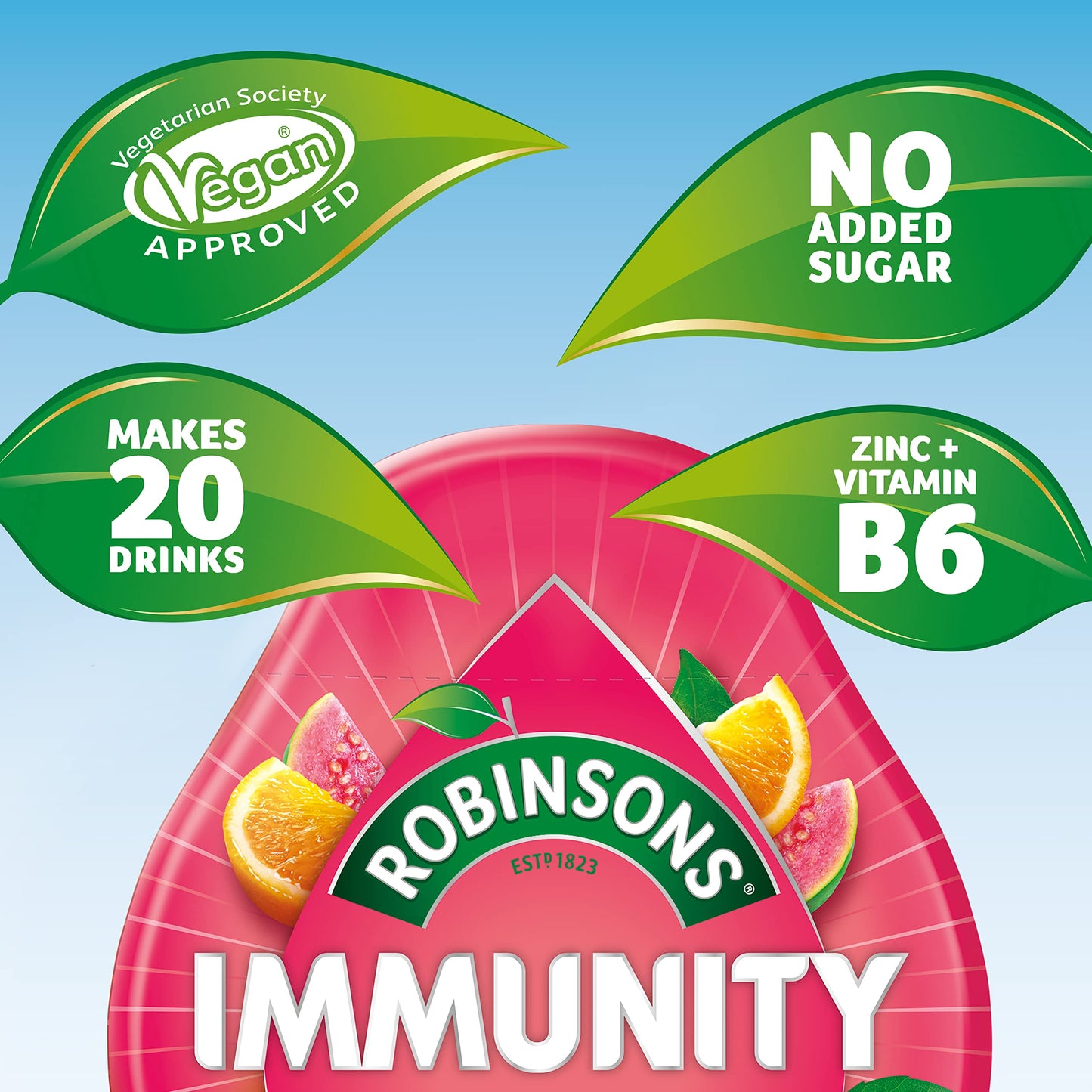 Robinsons Immunity Benefit Drops Orange & Guava, with vitamin B6 and Zinc - 66ml