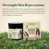 Napiers Speedwell Ageless Night Cream - Anti-Aging & Wrinkle Reduction with Scottish Speedwell, Natural Oils & Eye Cream Benefits - 60ml